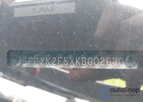 2019 Honda Ridgeline Rtl из США, поврежденный, VIN 5FPYK2F5XKB002670